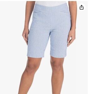 Hilary Radley blue and white stripe pull on Bermuda shorts Size large
